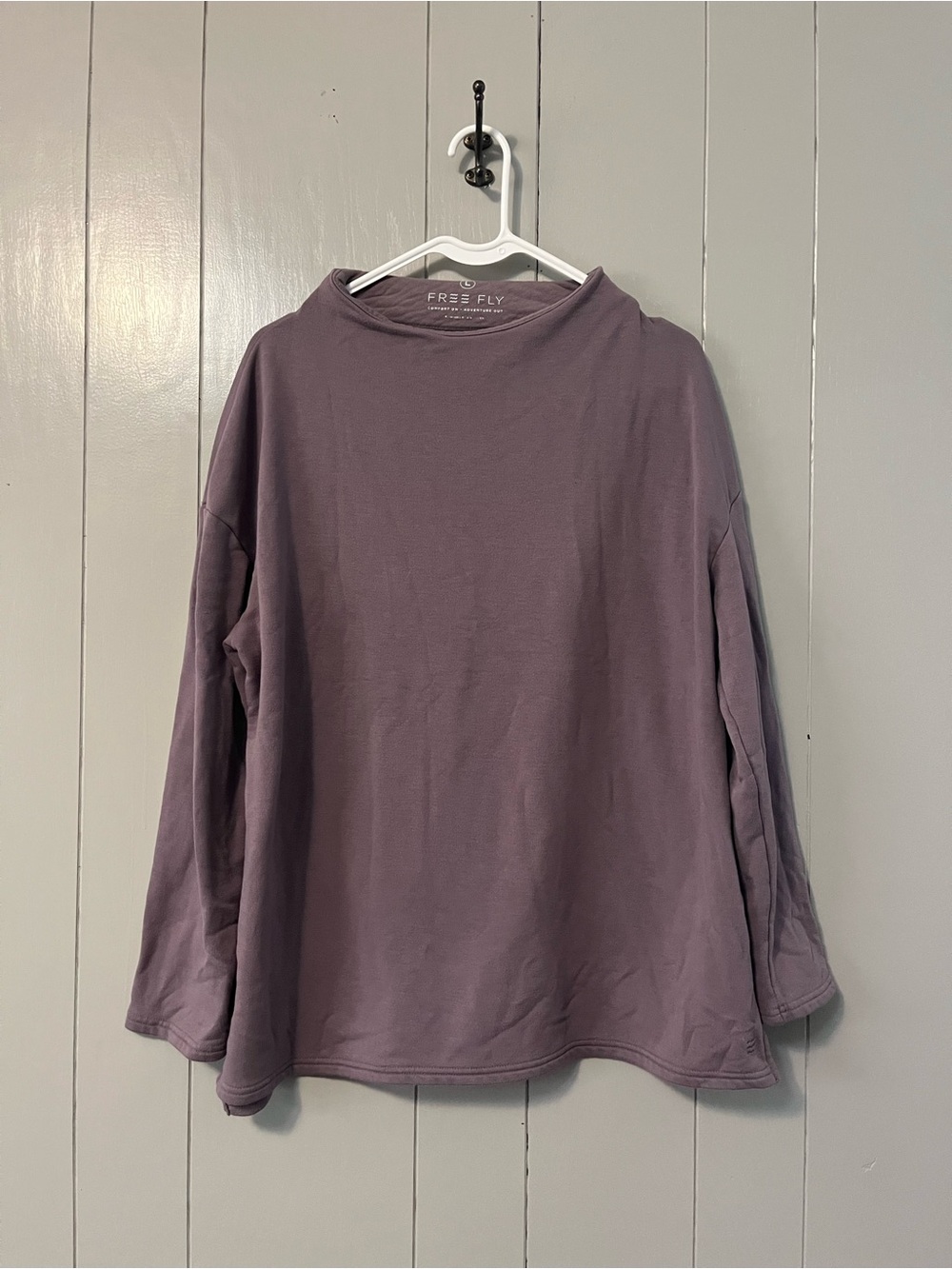Free Fly Pullover Womens L Performance Bamboo Long Sleeve Sweatshirt Top Purple